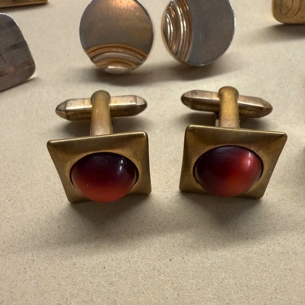 Vintage Cufflinks Mens Mixed Lot Gold Silver Tone Mother of Pearl Retro Formal